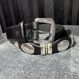 Tony Lama Cutting Champ black leather belt